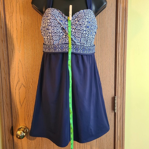 Lands End 2 Piece Tankini Blue and White Floral Size 8 - Picture 12 of 15